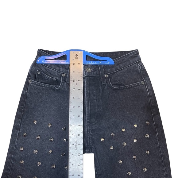 Carmar Emilia Sturgis Black Distressed Spike Studded Fray Hem Jeans size 23 - Picture 6 of 11